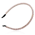 Elegant thin headband featuring sparkling champagne crystal beads with a safe black tips finish - Double Row / Champagne