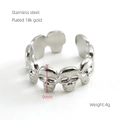 Silver skull eternity ring in stainless steel with 9mm height adjustable band - Adjustable Open / Steel (762-Steel)