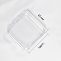 Compact 75x73mm transparent plastic storage box for press-on nails with hook - Clear