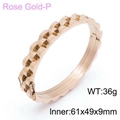 Rose gold stainless steel watch band style bracelet with wave design and metal clasp - Inner 61*49*9mm (KB152647-KFC)