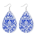 Orecchini a goccia in porcellana bianca e blu con motivi floreali su bianco - Porcellana Blu e Bianca Floreale