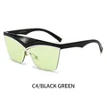 Modische Oversize-Cat-Eye-Sonnenbrille mit schwarzem Rahmen und grünen Gläsern im Trend - Schwarzer Rahmen Grüne Linsen