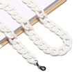 Detail view of bold white acrylic eyewear chain with durable black rubber connectors - 12 Pure White