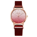 YOLAKO women's quartz watch with pink gradient floral dial and red Milanese magnetic strap - Red