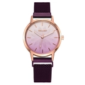 Fashionable women's watch with purple gradient floral dial and magnetic mesh strap - Purple