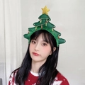 Cute Christmas tree headband with green felt and gold star for festive holiday outfits - Felt Green Christmas Tree Headband