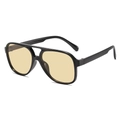 Vintage double bridge aviator sunglasses with black frame and yellow lenses - Black Frame Tea Lens