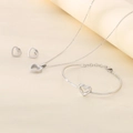 Set di gioielli eleganti in acciaio inossidabile argento con collana, bracciale e orecchini a cuore - Set da 3 pezzi (KS119863-K) / Color Acciaio