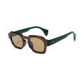Lunettes de soleil ovales vintage avec monture ambre et larges branches vert foncé - Monture Thé Branche Verte Verres Bruns
