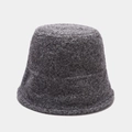 Close-up detail of dark grey bucket hat showing warm lamb wool texture and fabric fiber - M (56-58) / Dark Gray