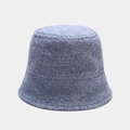 Close-up of light blue plush bucket hat featuring soft textured lamb wool material - M (56-58) / Fog Blue