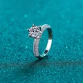 Classic S925 sterling silver 1 carat moissanite ring with pavé-set diamond band - US 10 / 1 Carat Moissanite