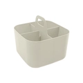 Cream portable plastic storage basket with four divided compartments and a curved handle - 4-Grid White
