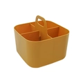 Yellow plastic storage organizer with 4 compartments and central handle for desk - 4 Compartments / 4-Grid Ginger Yellow
