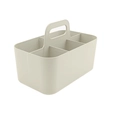 Minimalist beige plastic organizer basket with 5 compartments and a sturdy handle - 5-Grid White
