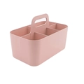 Pink plastic organizer basket with 6 compartments and portable handle for desk storage - 5-Grid Pink