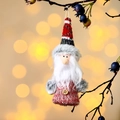 Gnomo natalizio fatto a mano con cappello rosso a maglia e barba lunga bianca appeso - Babbo Natale