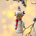 Graziosa renna natalizia in maglia grigia con dettagli in peluche e bottoni in legno - Alce