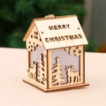 Wooden Christmas house ornament with Merry Christmas carving and reindeer scene and rope - Large Size Reindeer