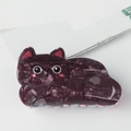 Cute purple tortoiseshell acetate cat claw clip with cartoon face for women's hair - Dark Purple Tortoiseshell Cat Style (C16-4-15)