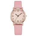 Orologio al quarzo da donna minimalista con cinturino in pelle rosa e cassa oro rosa - Rosa