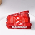 Weihnachts-Haarklammer in Rot mit weißen Rentieren und Schneeflocken-Muster - Rotes Nordisches Rentier
