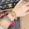 Women's gold serpent-head luxury watch with scale texture strap and accessories - Gold