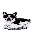 Cute black and white French Bulldog acetate hair claw clip for high ponytail hair styling - Black & White Bulldog (D11-3-24)