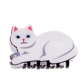Cute white cat hair claw clip with blue eyes and pink details for high ponytail - Pure White Blue Eyed Cat (D11-3-18)