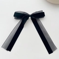 Fermaglio per capelli vintage francese con fiocco in velluto nero e nastri d'organza - Forcina Per Capelli Con Fiocco In Velluto A Rete