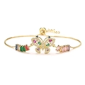 Bracciale a farfalla placcato oro 18 carati con pietre di zircone colorate e chiusura regolabile - Stile Farfalla