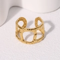 French vintage gold open ring with hammered texture and asymmetric hollow design - Gold