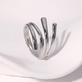 Minimalistischer silberner Spiral-Mehrlagenring aus hochglanzpoliertem Edelstahl - Stahlfarbe