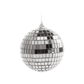 Silberne Spiegel-Diskokugel mit Aufhängung für Hochzeiten und Party-Deko auf weißem Grund - 10CM (1er/PVC-Box)
