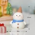 Miniature resin snowman with ice cream cone hat and blue scarf, 3.9cm height size guide - No.6 Blue Scarf Snowman