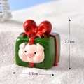 Christmas pig resin gift box figurine in green and red with detailed dimensions - No.7 Green Red Gift Box with Pig Face