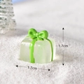 Miniature transparent Christmas gift box with green bow and 1.7cm size scale marking - No.15 Transparent Green Gift Box