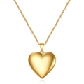 Collar con relicario de corazón en acero inoxidable dorado pulido y diseño minimalista - Dorado