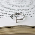 S925 sterling silver open ring with micro-paved cubic zirconia in a T-shaped design - Silver