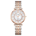 Women's two-tone rose gold and silver quartz watch with a white mother of pearl dial - Rose Gold and Silver