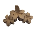 Matte camel candy color egg flower hair claw clip with triple floral design - Matte Triple Plumeria Claw [Khaki]