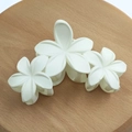Creamy white Plumeria flower hair claw clip set made of matte resin for elegant styling - Matte Triple Plumeria Claw [White]