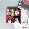 Christmas gift box with 4 pairs of cotton socks featuring Santa, Penguin, and Snowman - One Size / Snowman Boxed Set