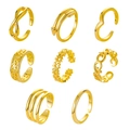 8-piece set of gold carved open toe rings featuring infinity and heart designs - Gold