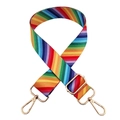 Adjustable rainbow striped wide shoulder strap with gold metal swivel clasps for bags - Gold Buckle / No.3 Diagonal Rainbow Stripes