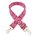 Dettaglio tracolla intrecciata regolabile con motivi a rombi rosa e ganci metallici oro - Rosa Rosso
