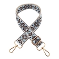 3,8 cm breiter Jacquard-Stickerei-Taschenriemen mit beigem Muster und Goldhaken - Goldschnalle / Hellblau Kaffee