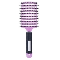 Curved vent hair brush in purple and black with boar bristles for hair styling - Glitter Purple (New) - Black Handle