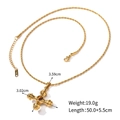 Goldene Edelstahl Kreuzkette mit Tigerauge Stein und hochwertiger 18K Vergoldung - 3D Kreuz Edelstein Halskette (JDN2304017-BN)