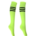 Neon green knee-high soccer socks with black stripes for adult and youth sports - Neon Green Black Edge